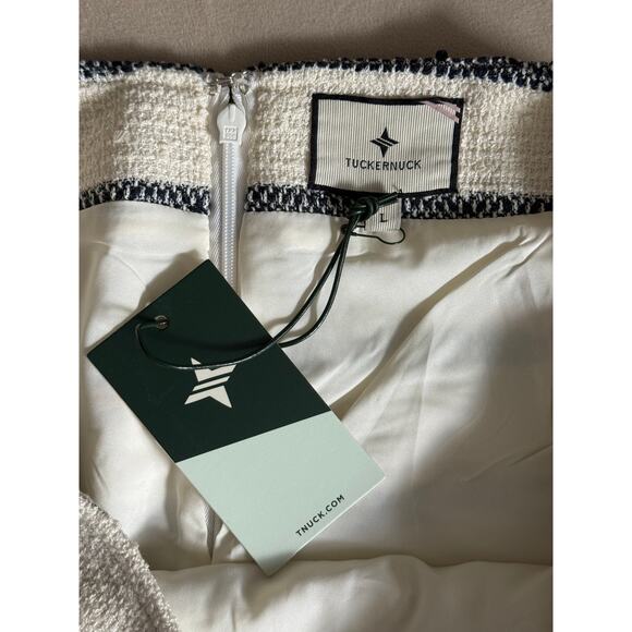 NWT Tuckernuck Navy Stripe Tweed Meg Mini A-Line Classic Luxe Skirt Cream Large - Picture 6 of 7